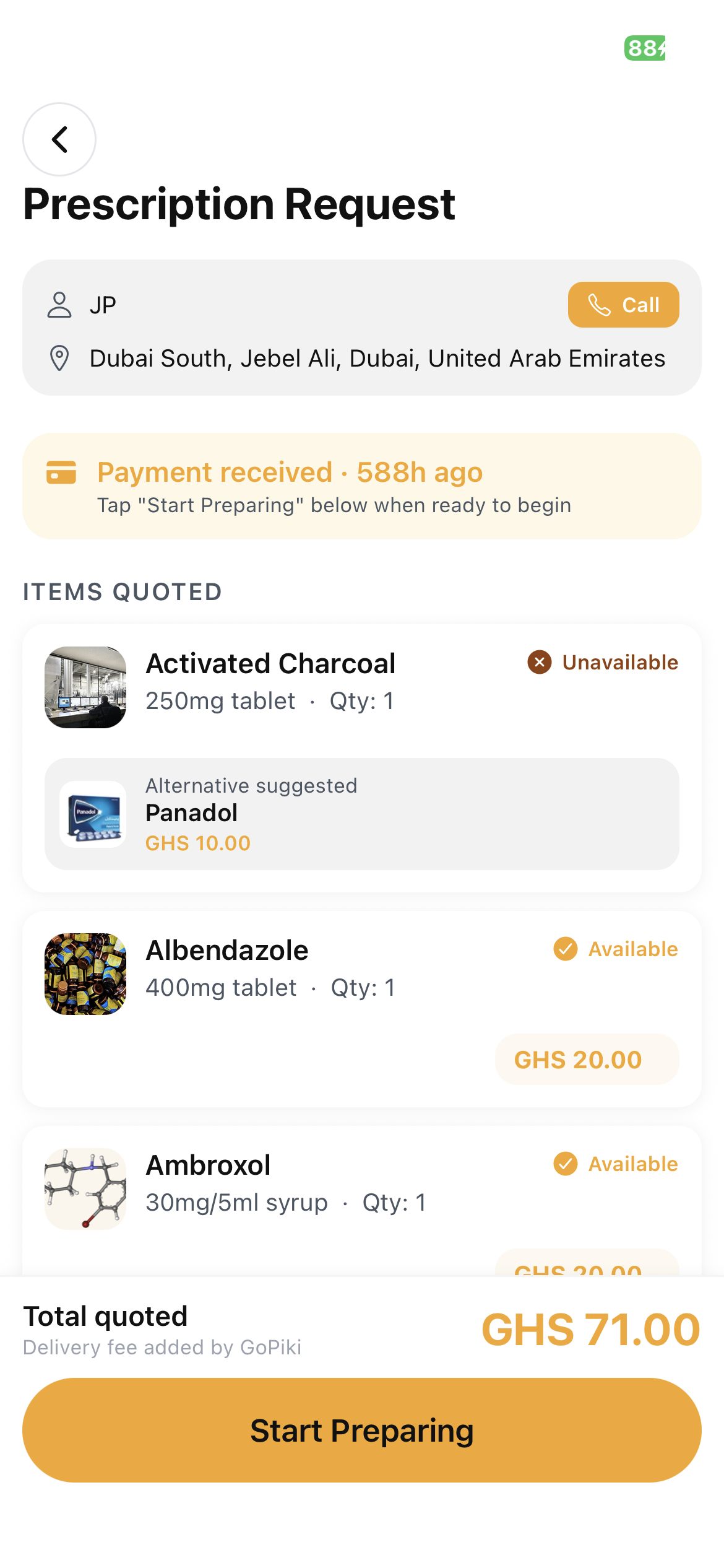 Pharmacy quotes screen