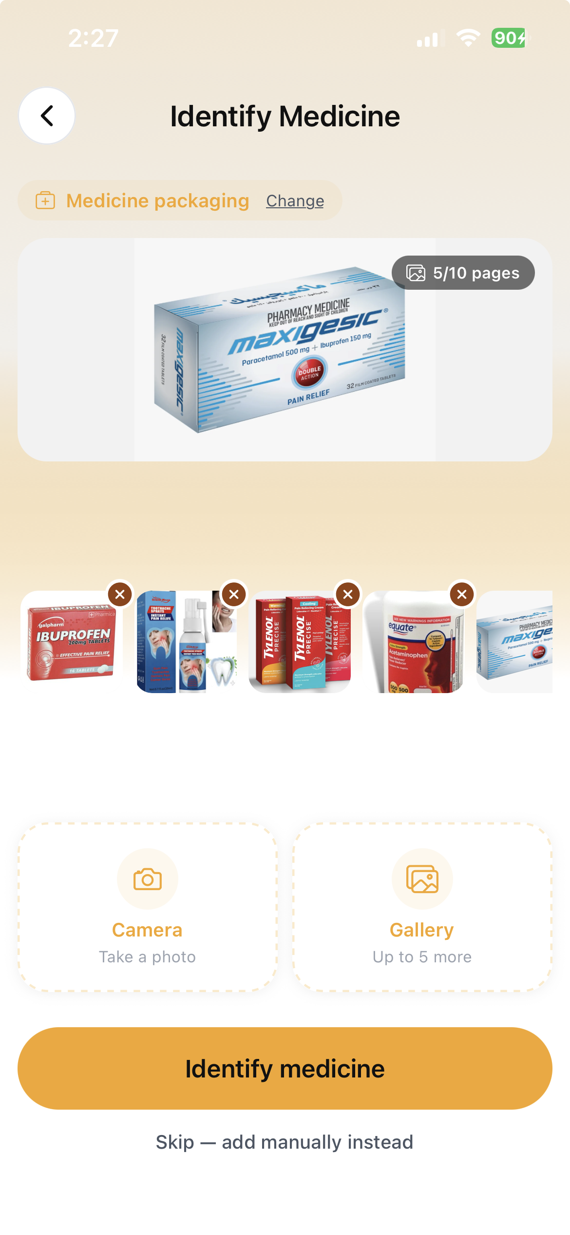 Prescription capture screen