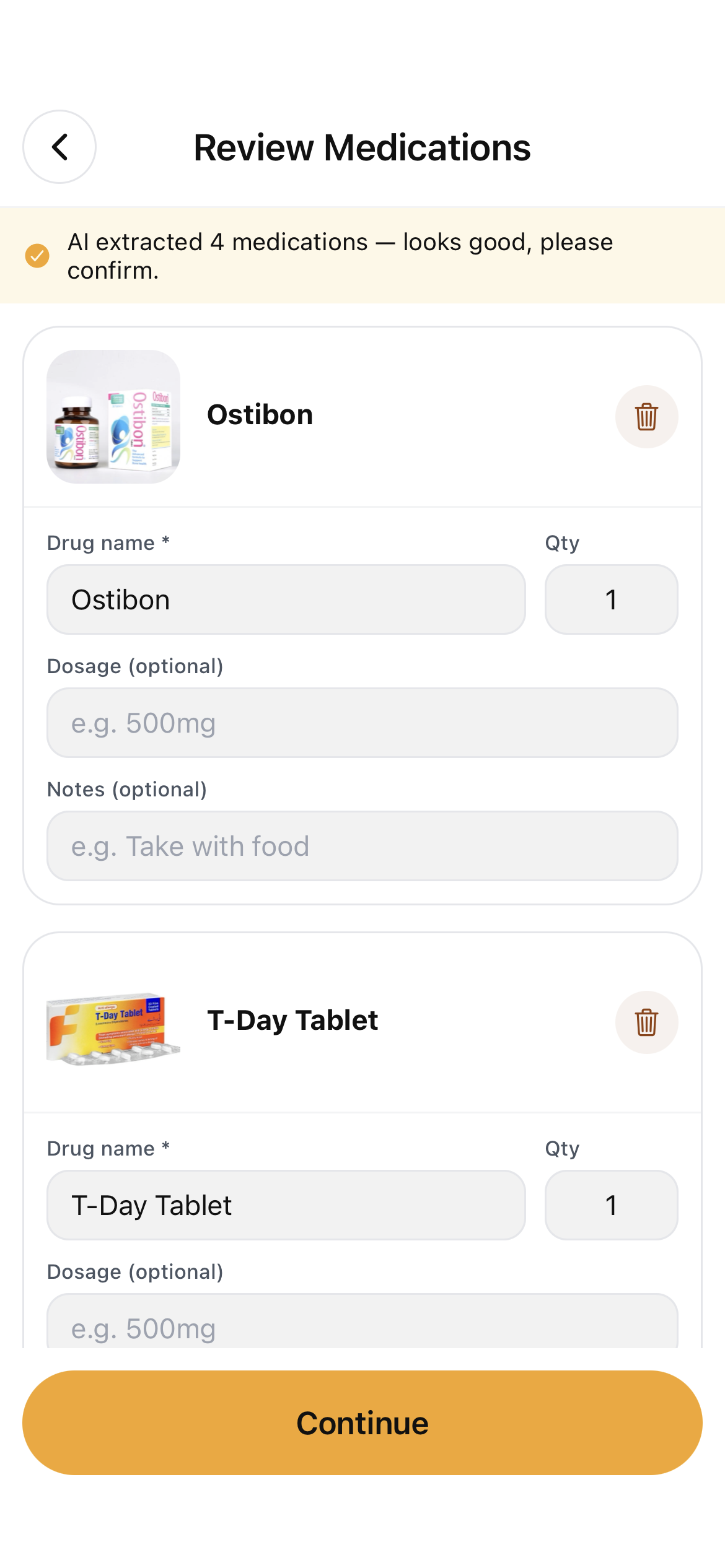AI prescription review screen